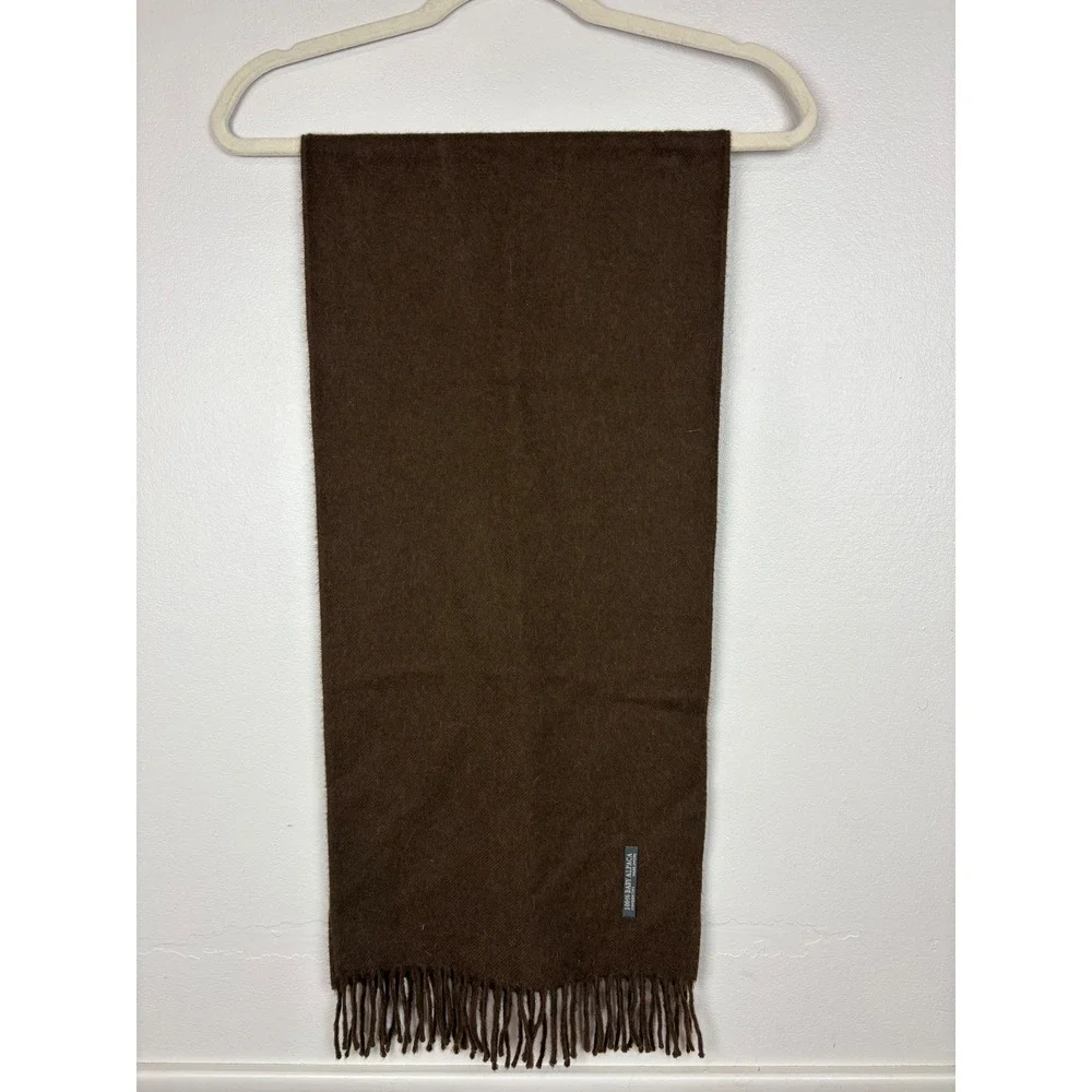 Condor Tips 100% Baby Alpaca Rectangular Scarf OS Brown Fringe Soft Cozy Classic